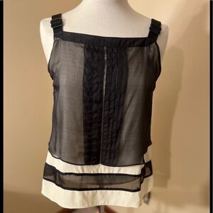 Rag & Bone Black/ Cream 100% Silk Top Sz 10 NWOT
